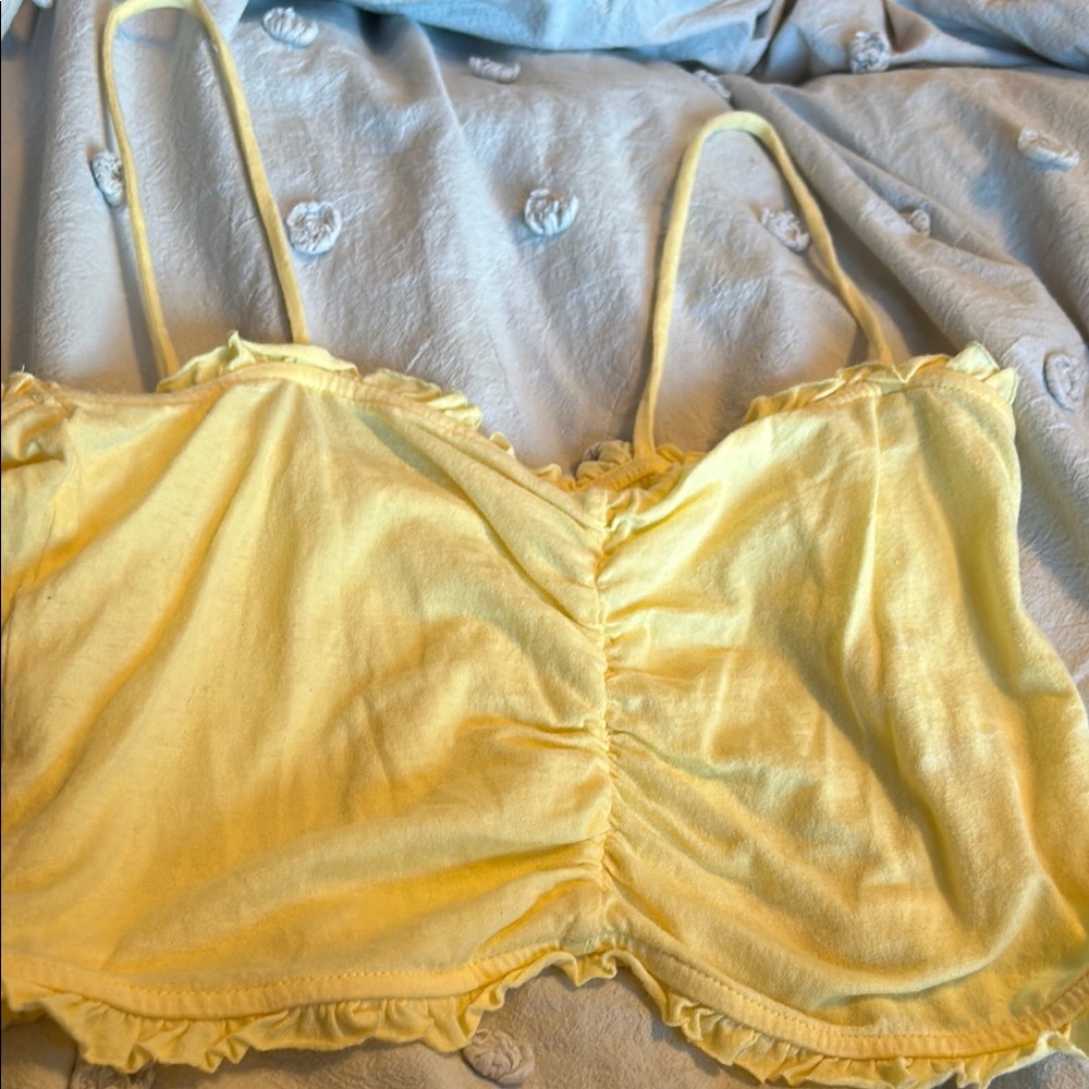 Yellow Ruffled Crop Top